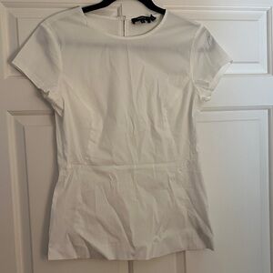 Theory White Short Sleeve Peplum Top